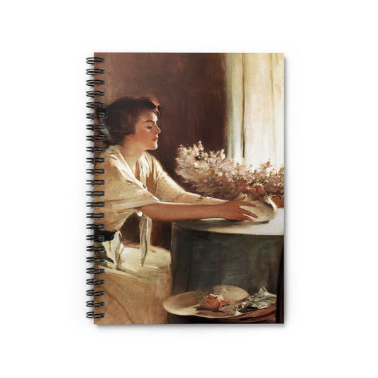 Woman with a Vase Notebook with Flower Aesthetic cover, ideal for journaling and planning, featuring a charming flower aesthetic design.