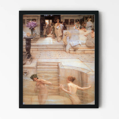 Women Bathing Art Print in Black Picture Frame