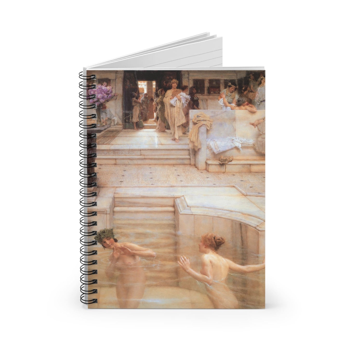 Women Bathing Spiral Notebook Standing up on White Desk