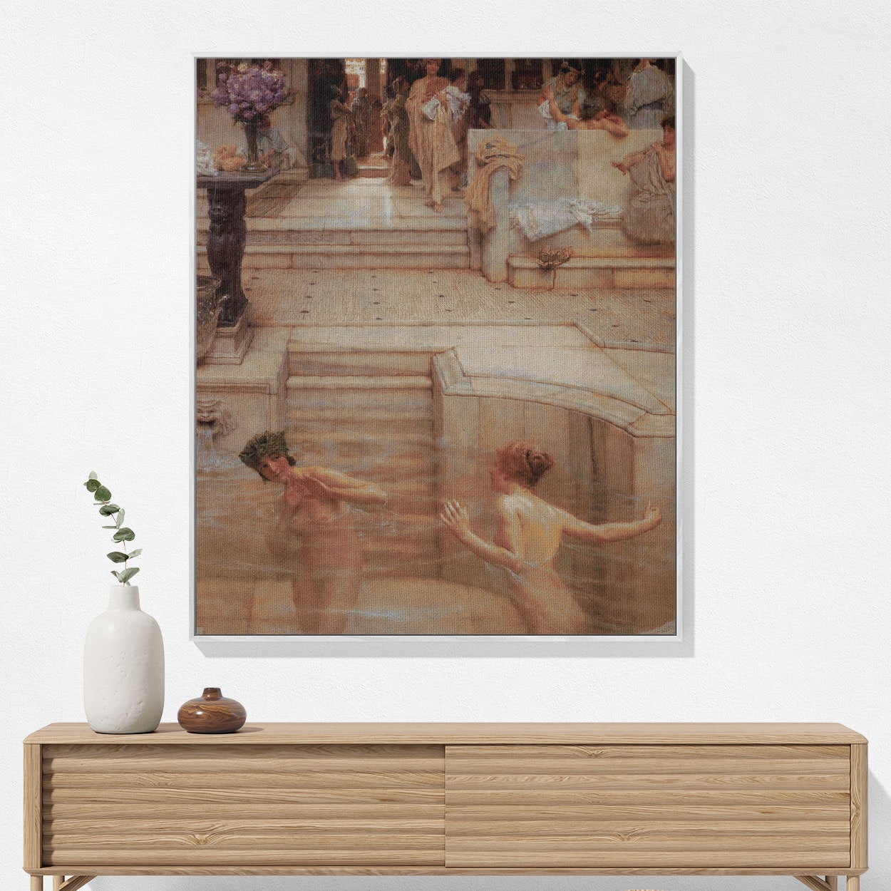 Women Bathing Woven Blanket Hanging on a Wall as Framed Wall Art