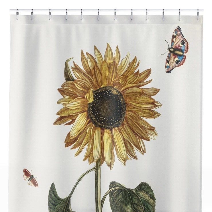 Yellow Sunflower Shower Curtain Close Up, Flowers Shower Curtains