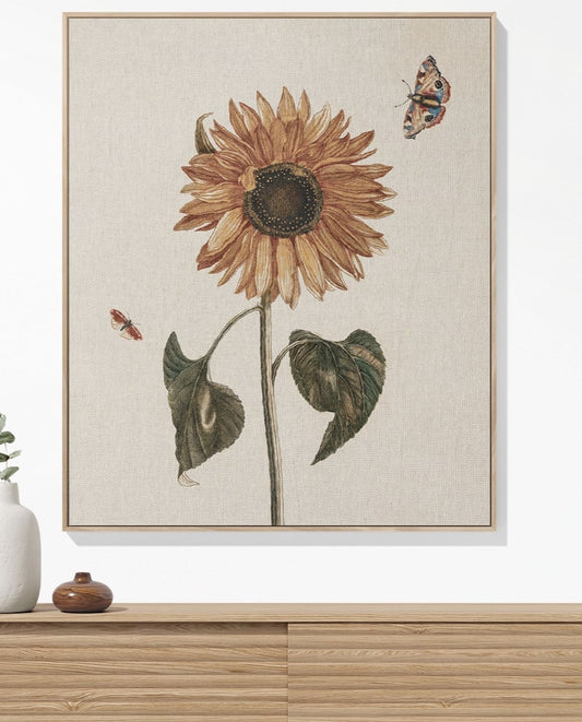 Yellow Sunflower woven throw blanket, made of 100% cotton, featuring a soft and cozy texture with a simple flower drawing for home decor.