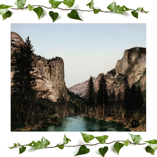 Yosemite National Park art prints featuring a half dome, vintage wall art room decor