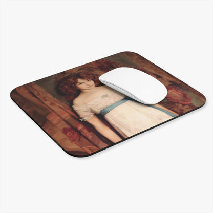 Young Maiden Computer Desk Mouse Pad With White Mouse