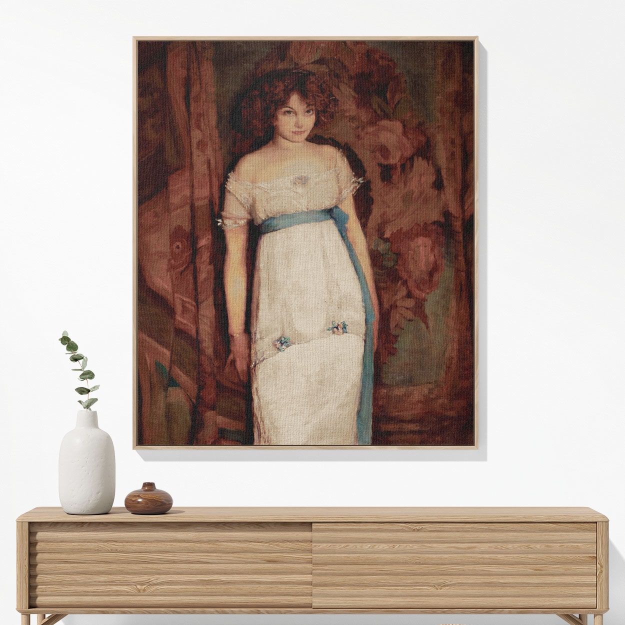 Young Maiden Woven Blanket Hanging on a Wall as Framed Wall Art